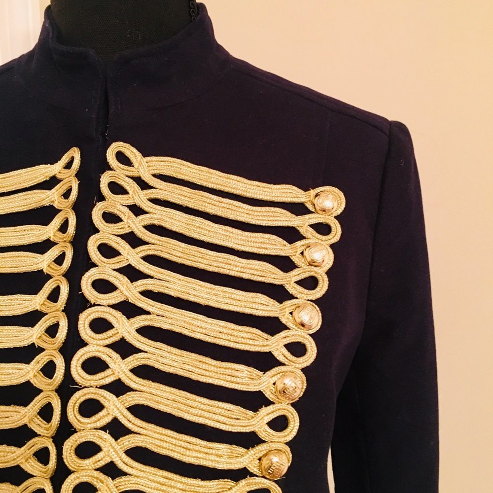 NWOT. Navy band jacket with gold braid